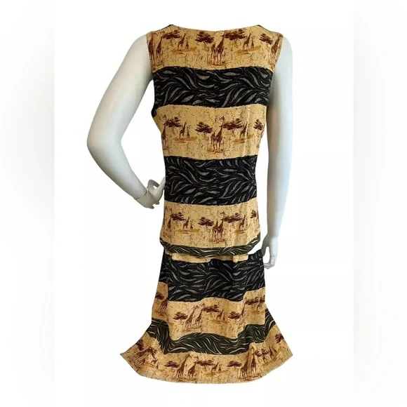 Giraffe Skirt Set S Skirt M Blouse Safari Jungle Vintage Intriguing Threads VGC - Picture 2 of 13